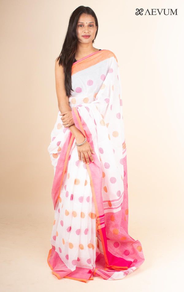 Begampuri Bengal Cotton Handloom Saree with Blouse piece - 4614 - AEVUM