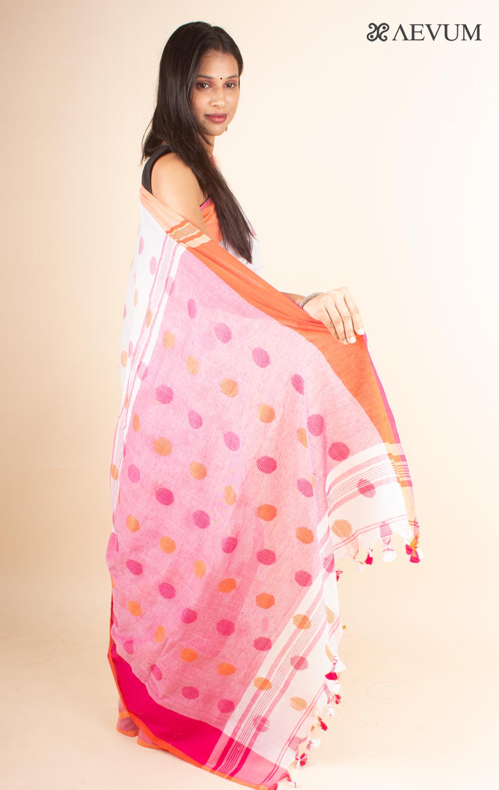 Begampuri Bengal Cotton Handloom Saree with Blouse piece - 4614 - AEVUM