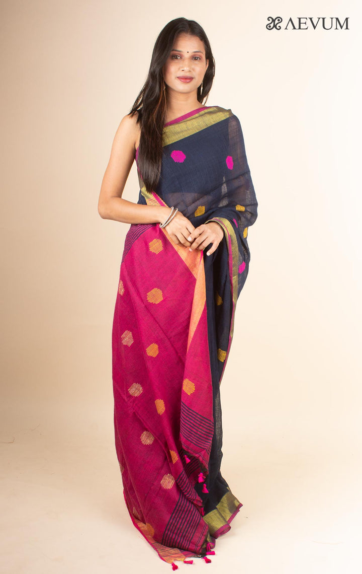 Begampuri Bengal Cotton Handloom Saree with Blouse piece - 4616 - AEVUM