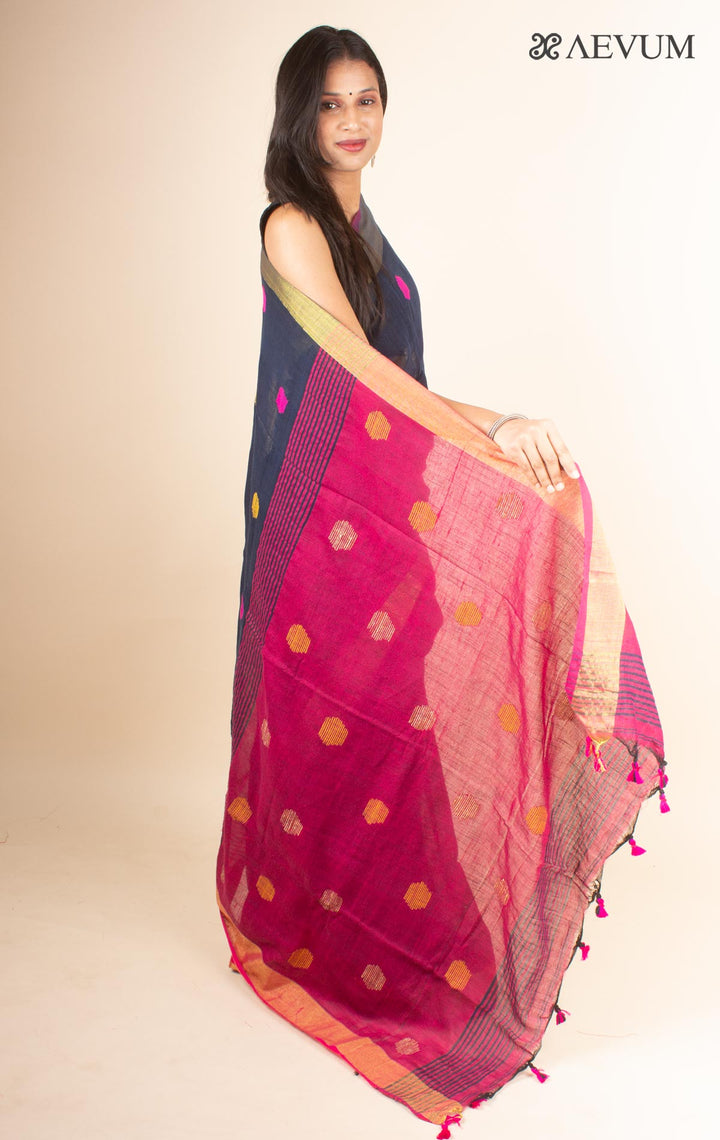 Begampuri Bengal Cotton Handloom Saree with Blouse piece - 4616 - AEVUM