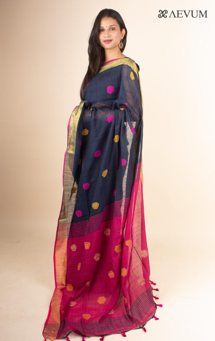 Begampuri Bengal Cotton Handloom Saree with Blouse piece - 4616 - AEVUM