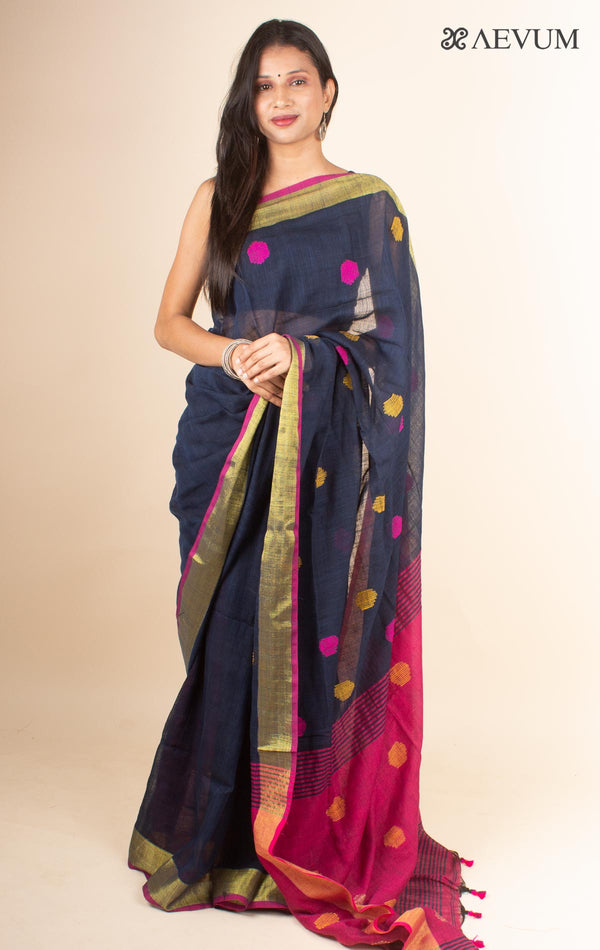Begampuri Bengal Cotton Handloom Saree with Blouse piece - 4616 - AEVUM