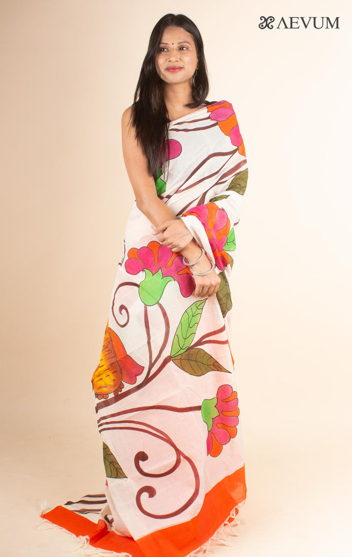 Tant Hand Painted Cotton Saree without Blouse Piece - 4703 - AEVUM