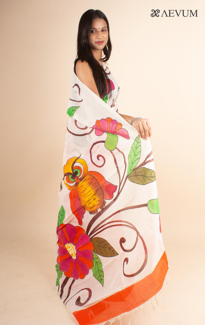 Tant Hand Painted Cotton Saree without Blouse Piece - 4703 - AEVUM