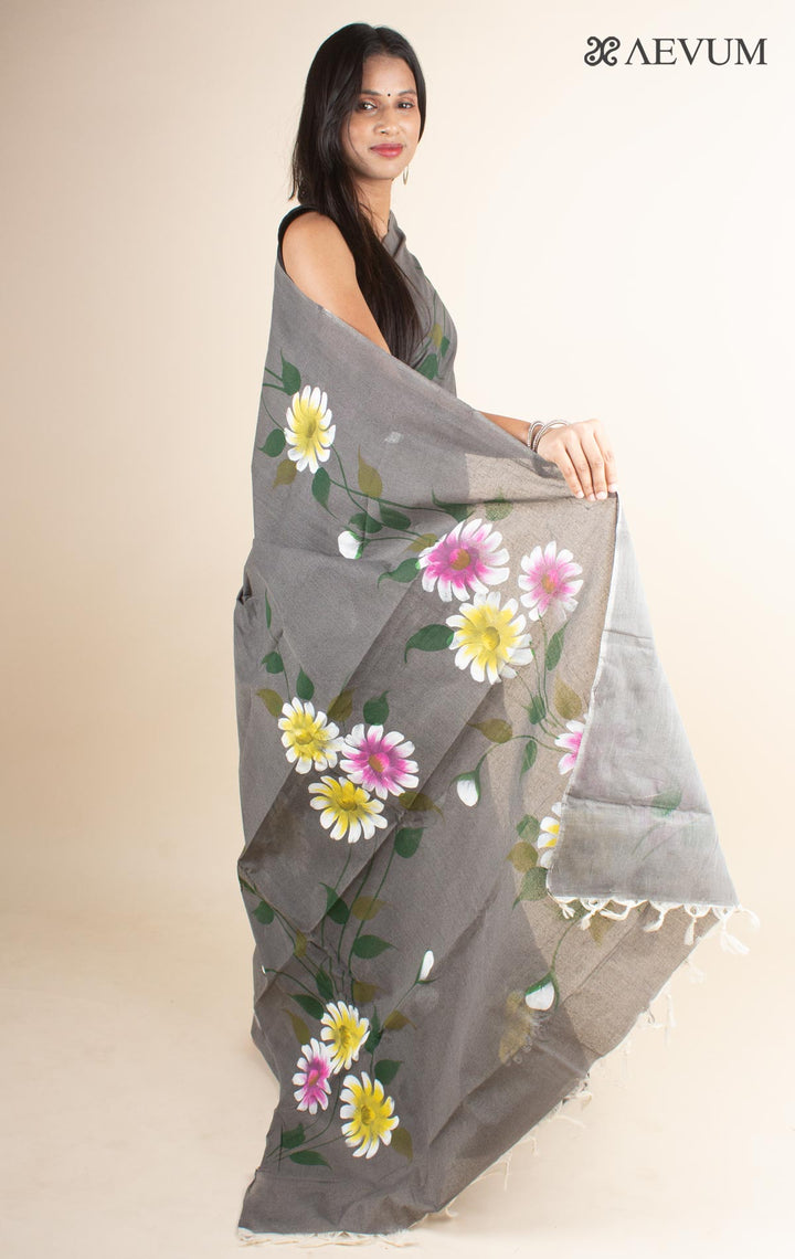 Tant Hand Painted Cotton Saree without Blouse Piece - 4707 Saree AEVUM