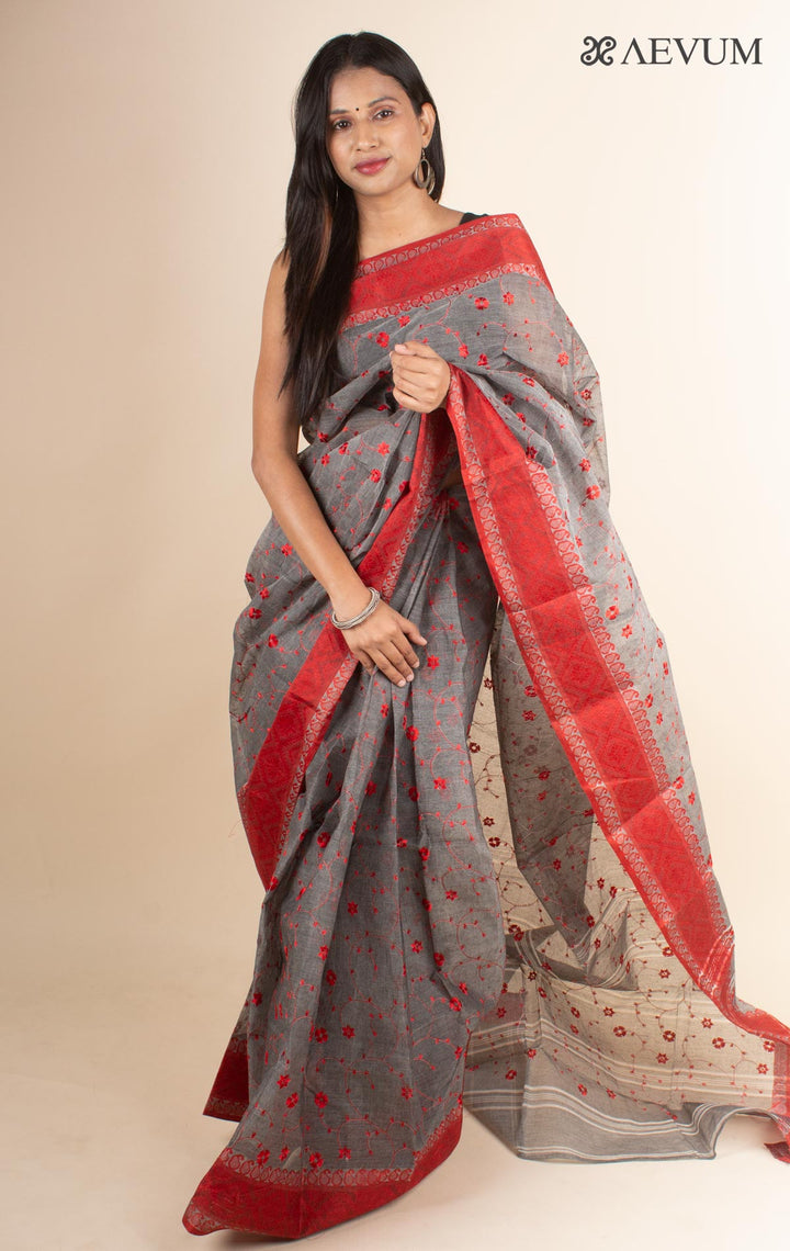 Bengal Cotton Tant Saree with Embroidery - 4717 - AEVUM