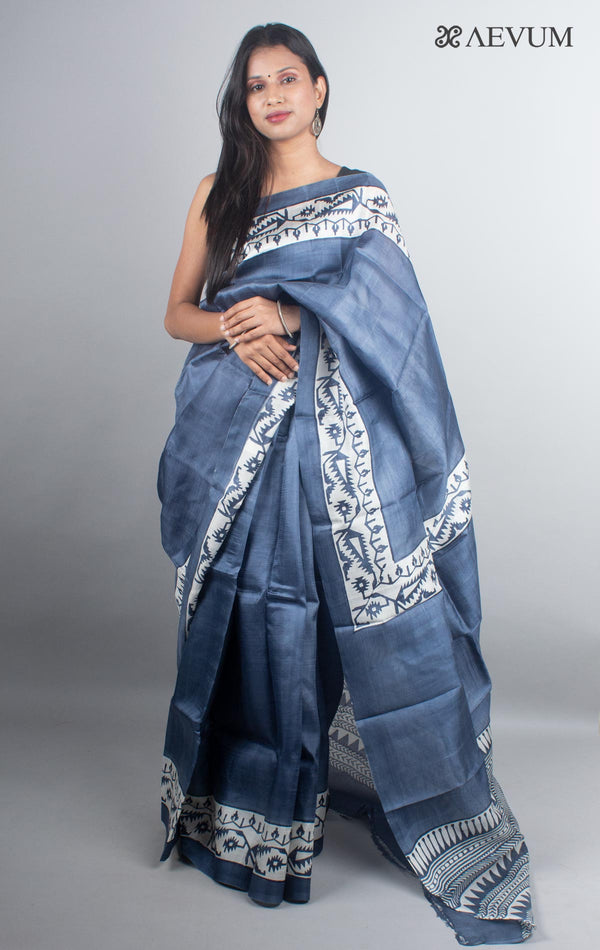 Three Ply Murshidabad Pure Silk with Blouse Piece and Silk Mark - 4919 - AEVUM