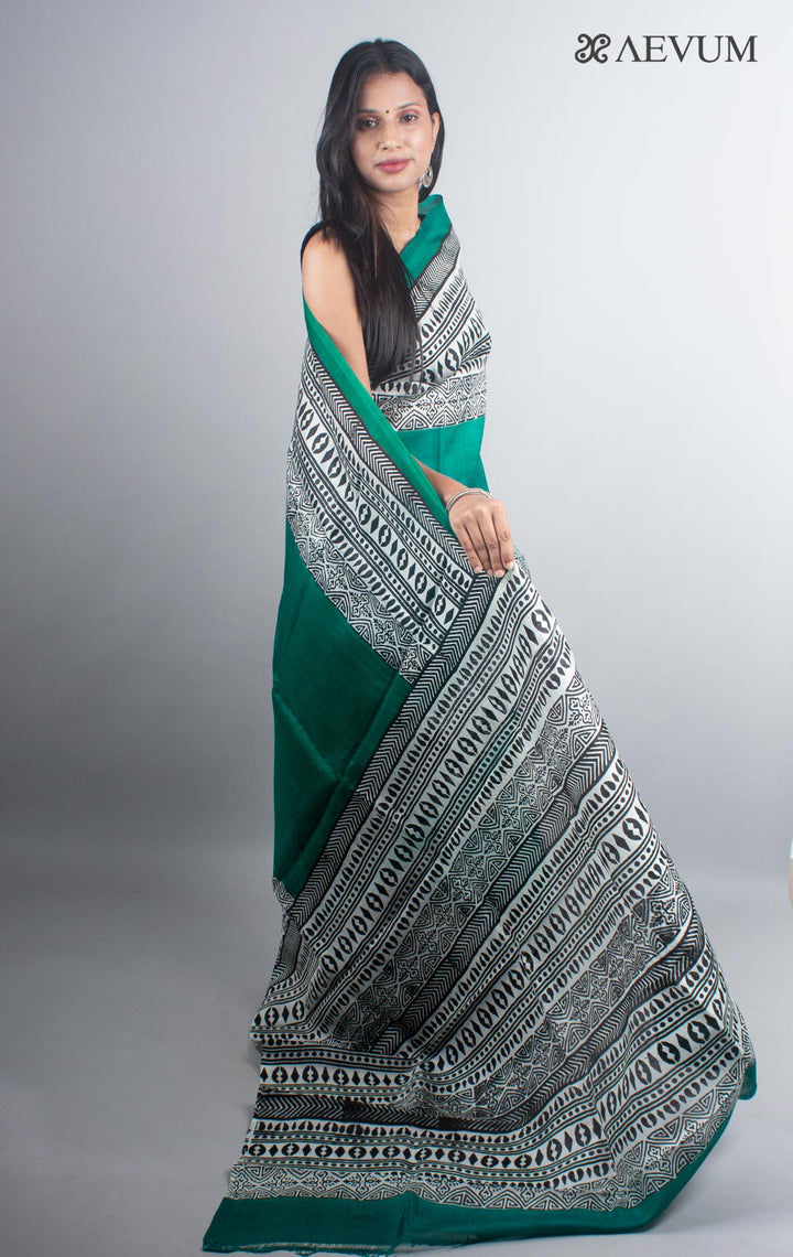 Three Ply Murshidabad Pure Silk with Blouse Piece and Silk Mark - 4920 - AEVUM