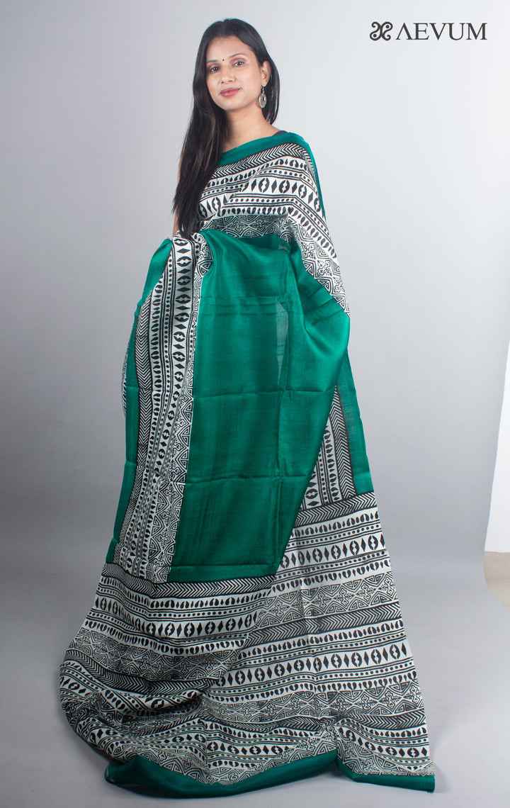 Three Ply Murshidabad Pure Silk with Blouse Piece and Silk Mark - 4920 - AEVUM