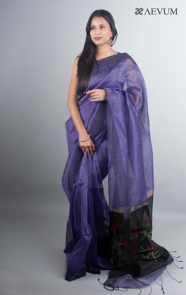 Silk Linen Saree with Blouse piece- 4923 - AEVUM