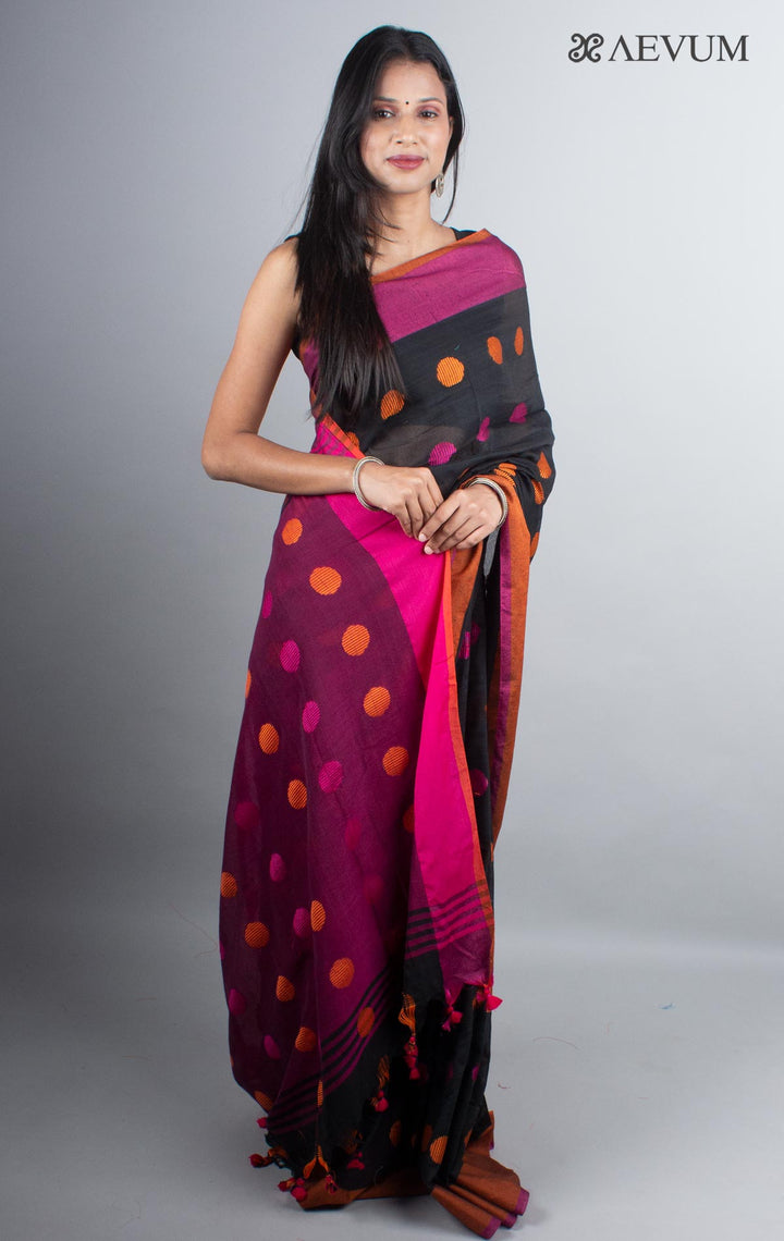Begampuri Bengal Cotton Handloom Saree with Blouse piece - 4937 - AEVUM