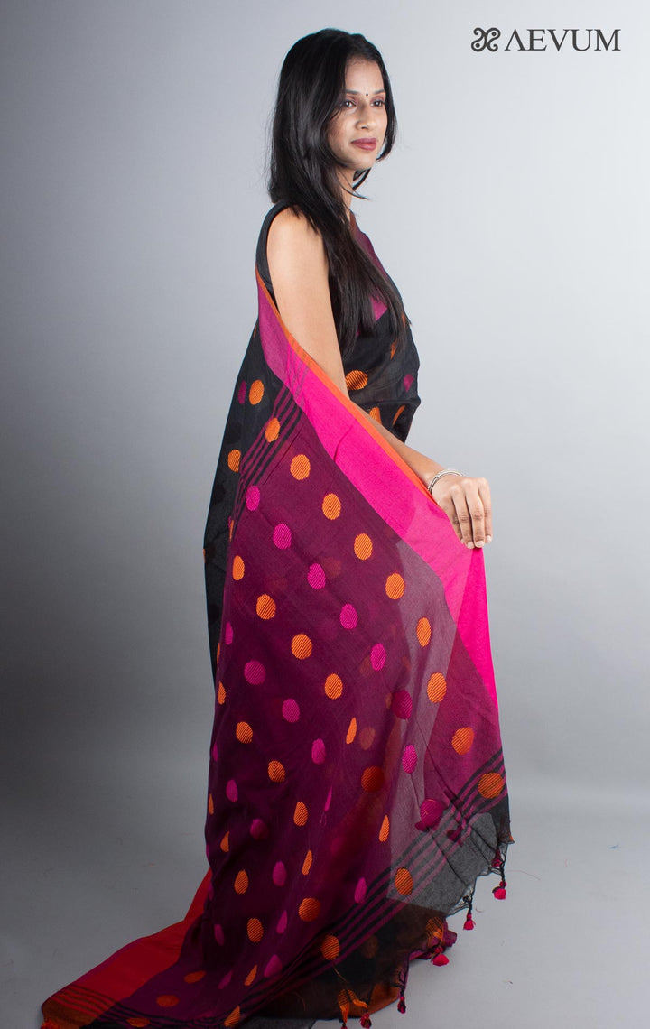 Begampuri Bengal Cotton Handloom Saree with Blouse piece - 4937 - AEVUM
