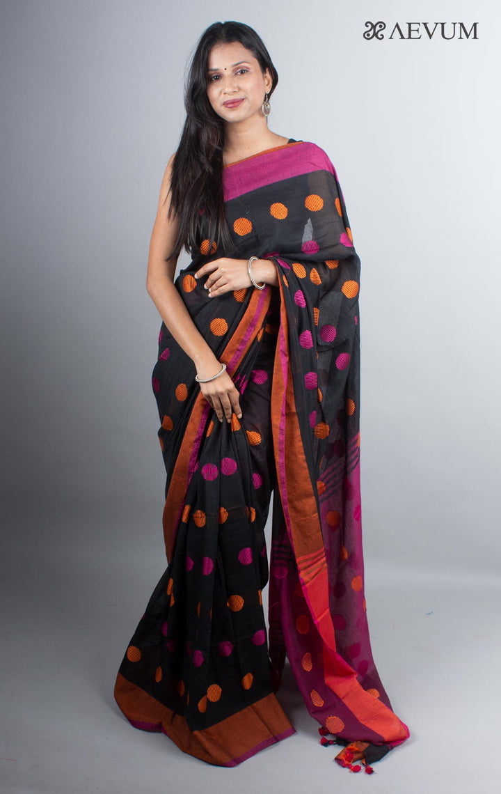 Begampuri Bengal Cotton Handloom Saree with Blouse piece - 4937 - AEVUM