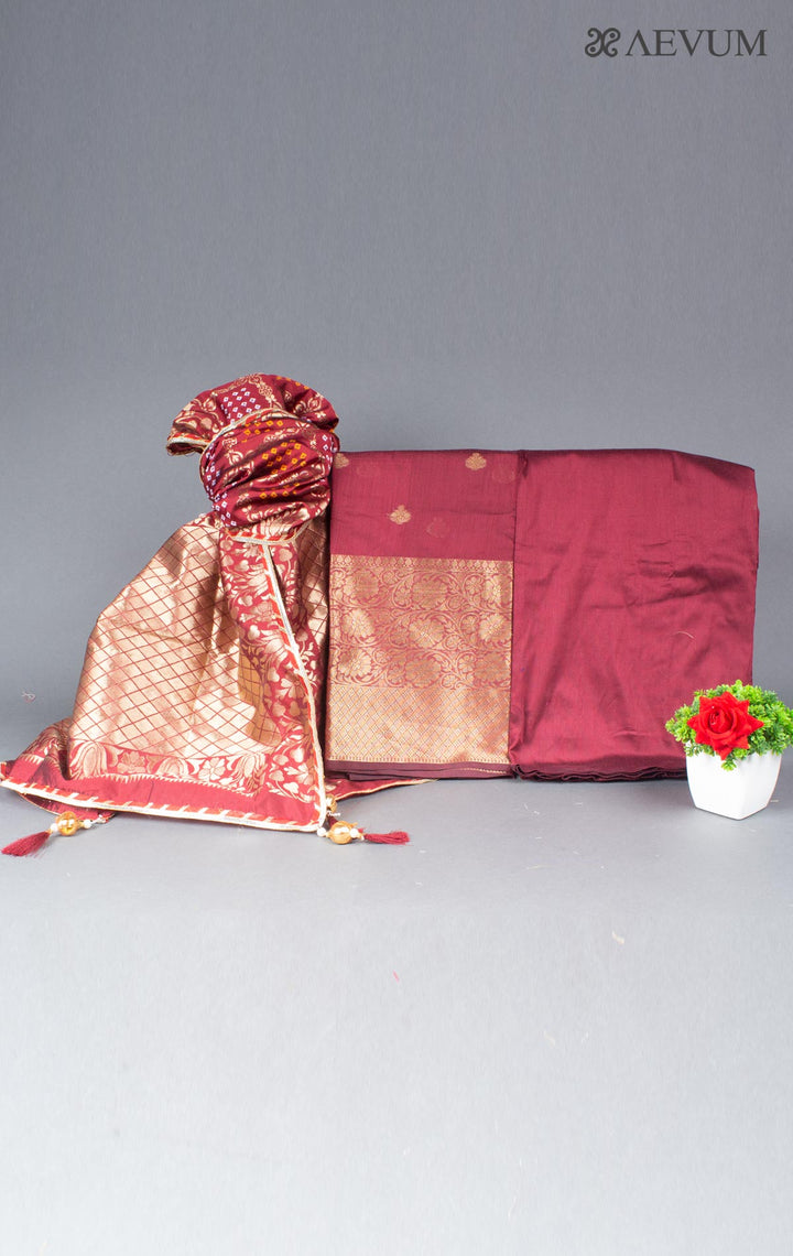 Unstitched Banarasi Silk Kurta Set - 5754 - AEVUM