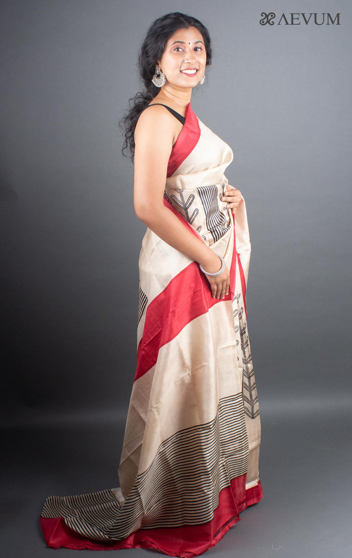 Three Ply Murshidabad  Pure Silk With Blouse Piece - 5285 - AEVUM