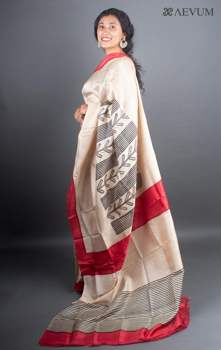 Three Ply Murshidabad  Pure Silk With Blouse Piece - 5285 - AEVUM