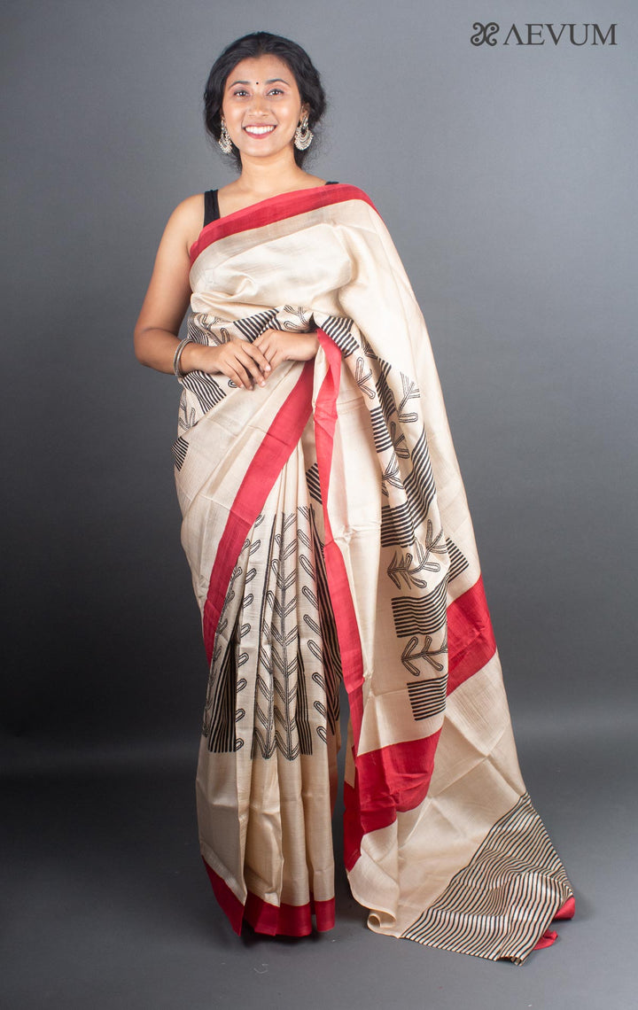 Three Ply Murshidabad  Pure Silk With Blouse Piece - 5285 Saree Riya's Collection   