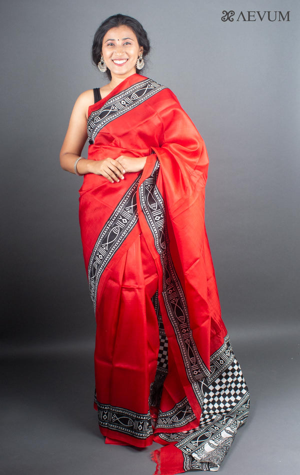 Three Ply Murshidabad Pure Silk Saree with Silk Mark - 5288 - AEVUM