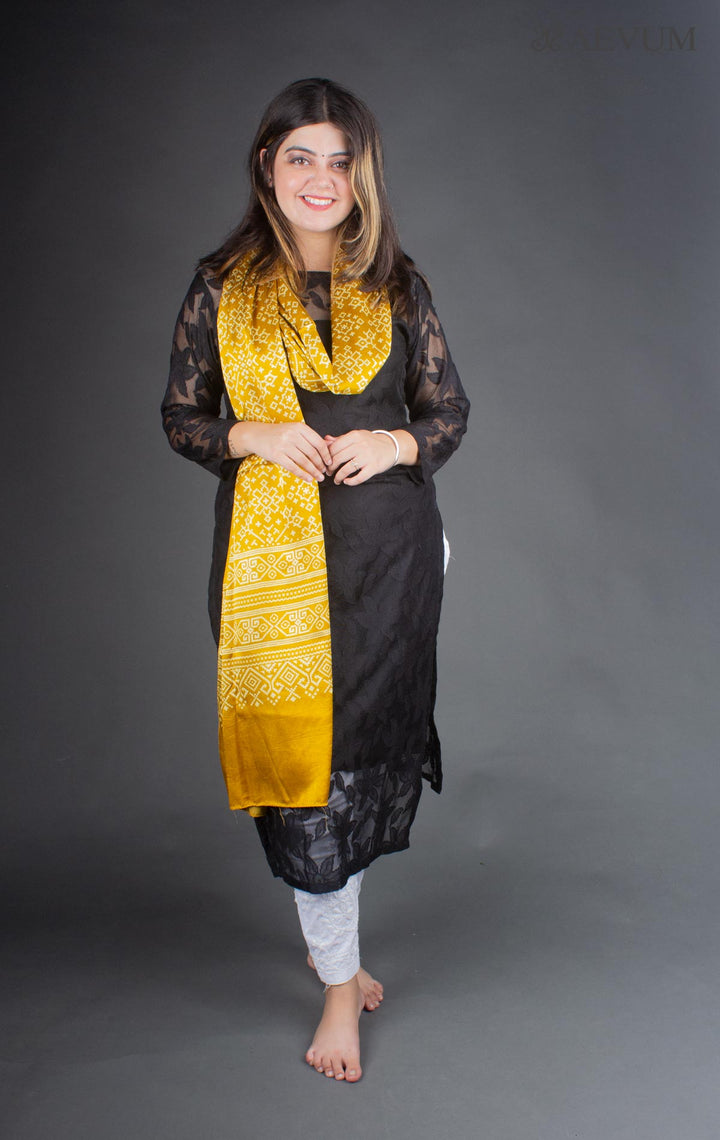 Ajrakh Print Mashru Silk Stole - 6357 - AEVUM