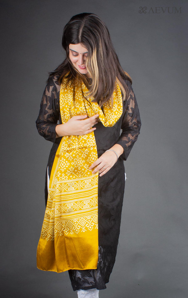 Ajrakh Print Mashru Silk Stole - 6357 - AEVUM