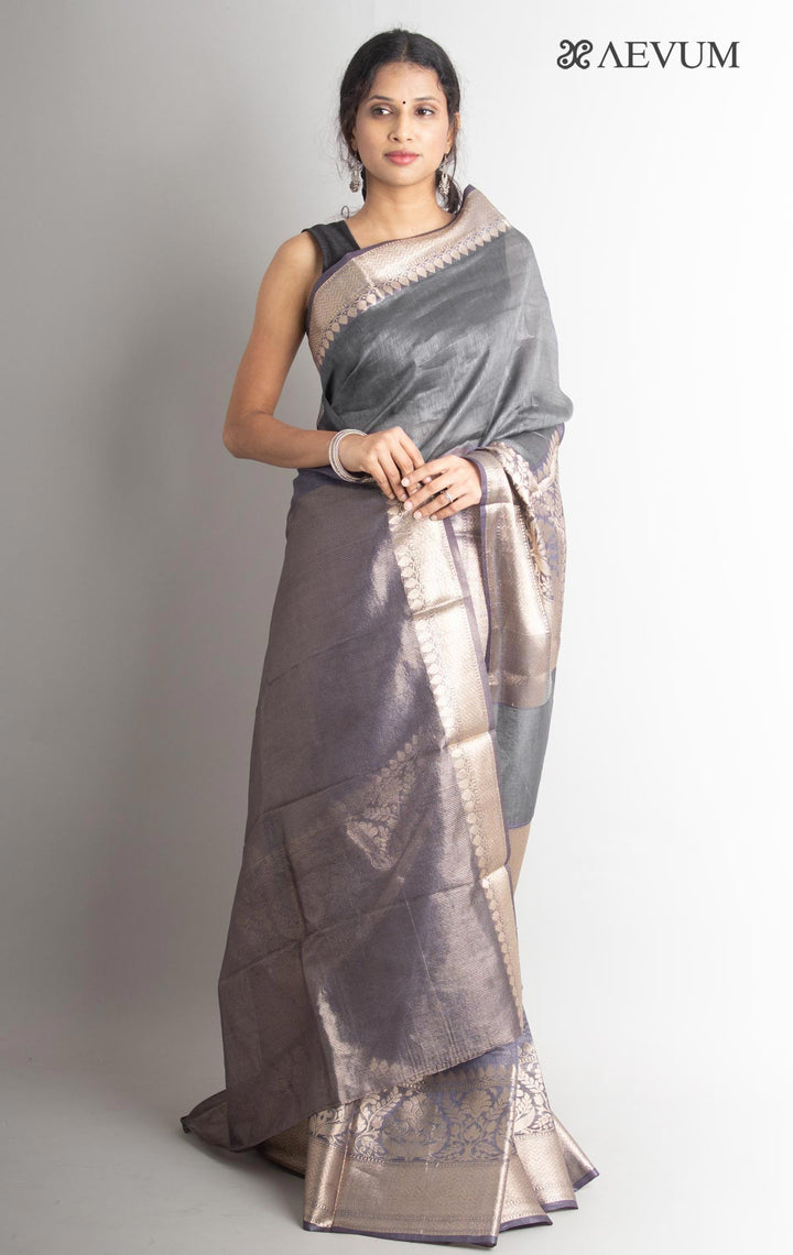 Silk Linen Banarasi Handloom Saree - 5409 - AEVUM