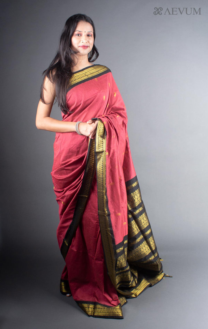 Kalyani South Cotton Silk Handloom Saree with Blouse Piece - 5714 - AEVUM