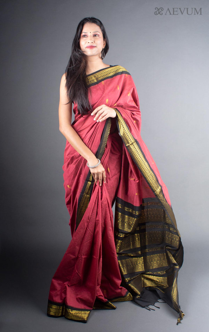 Kalyani South Cotton Silk Handloom Saree with Blouse Piece - 5714 - AEVUM