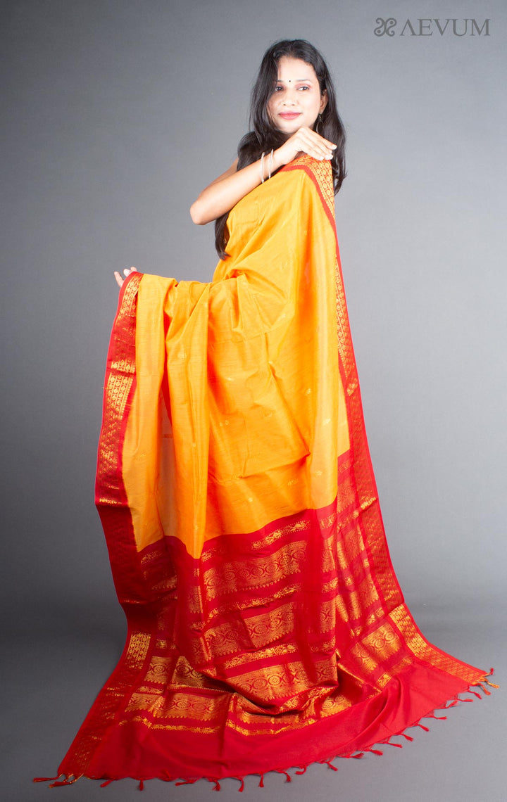Kalyani South Cotton Silk Handloom Saree with Blouse Piece - 5719 - AEVUM