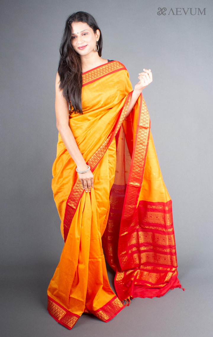 Kalyani South Cotton Silk Handloom Saree with Blouse Piece - 5719 - AEVUM