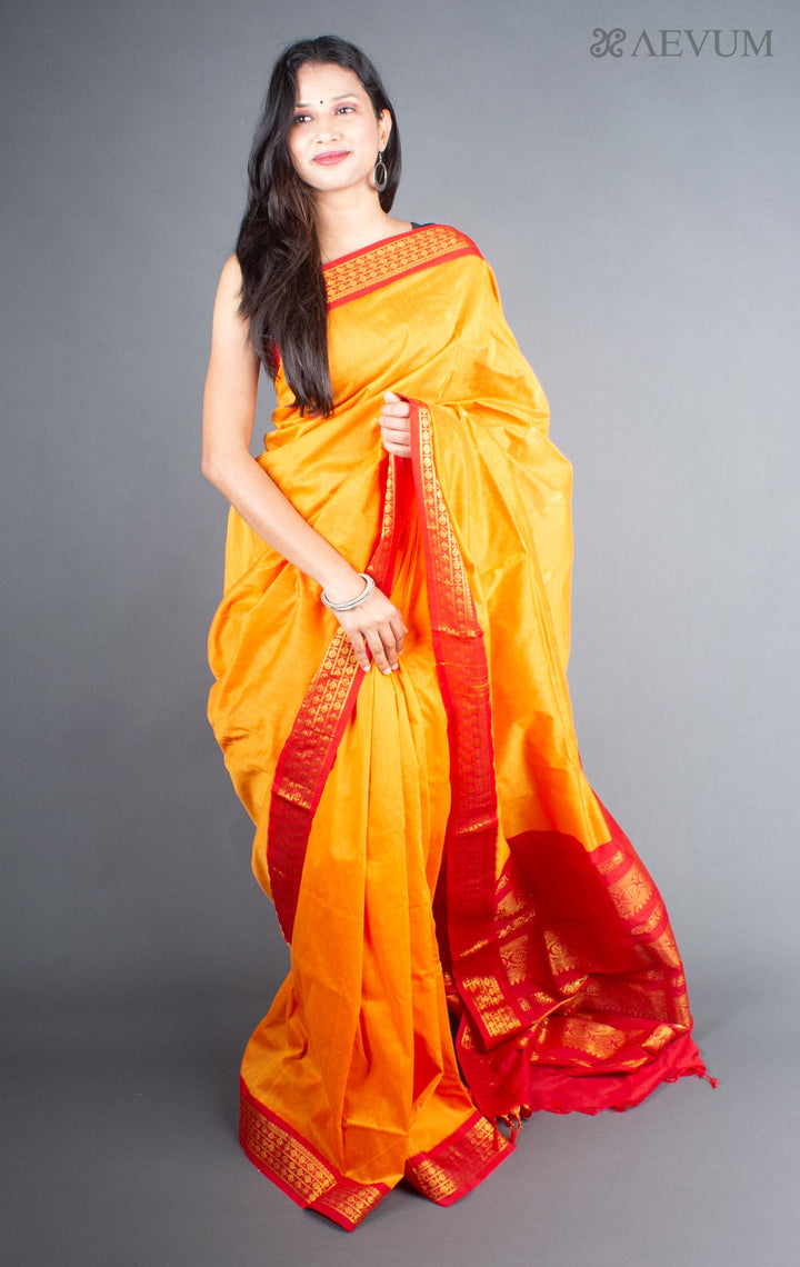 Kalyani South Cotton Silk Handloom Saree with Blouse Piece - 5719 - AEVUM