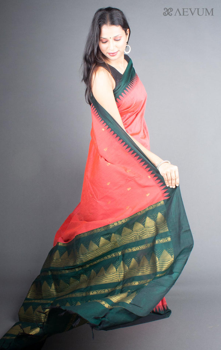 Kalyani South Cotton Silk Handloom Saree with Blouse Piece - 5720 - AEVUM