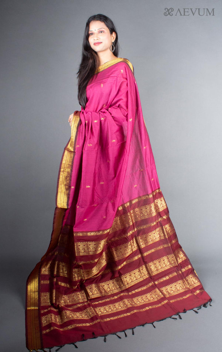 Kalyani South Cotton Silk Handloom Saree with Blouse Piece - 5726 - AEVUM