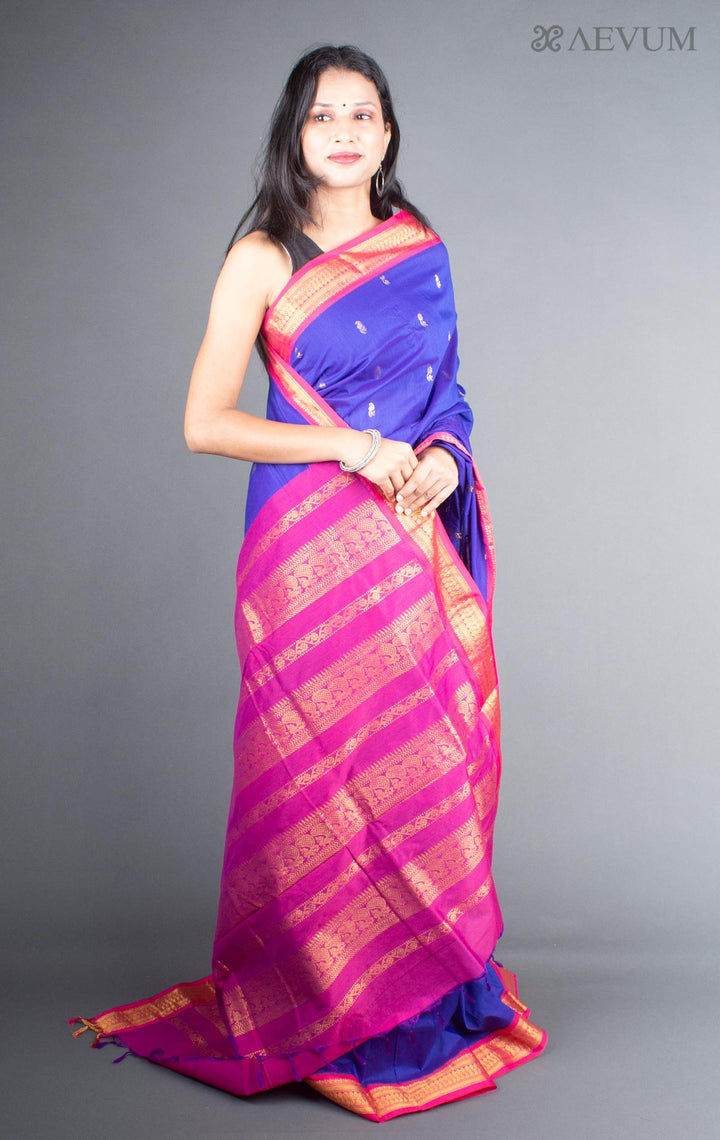 Kalyani South Cotton Silk Handloom Saree with Blouse Piece - 5727 - AEVUM