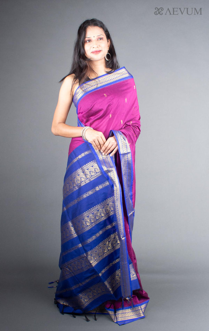 Kalyani South Cotton Silk Handloom Saree with Blouse Piece - 5728 - AEVUM