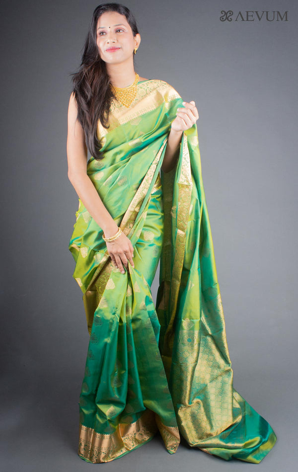 Kanjivaram Banarasi work Pure Silk Saree with Silk Mark - 5765 - AEVUM