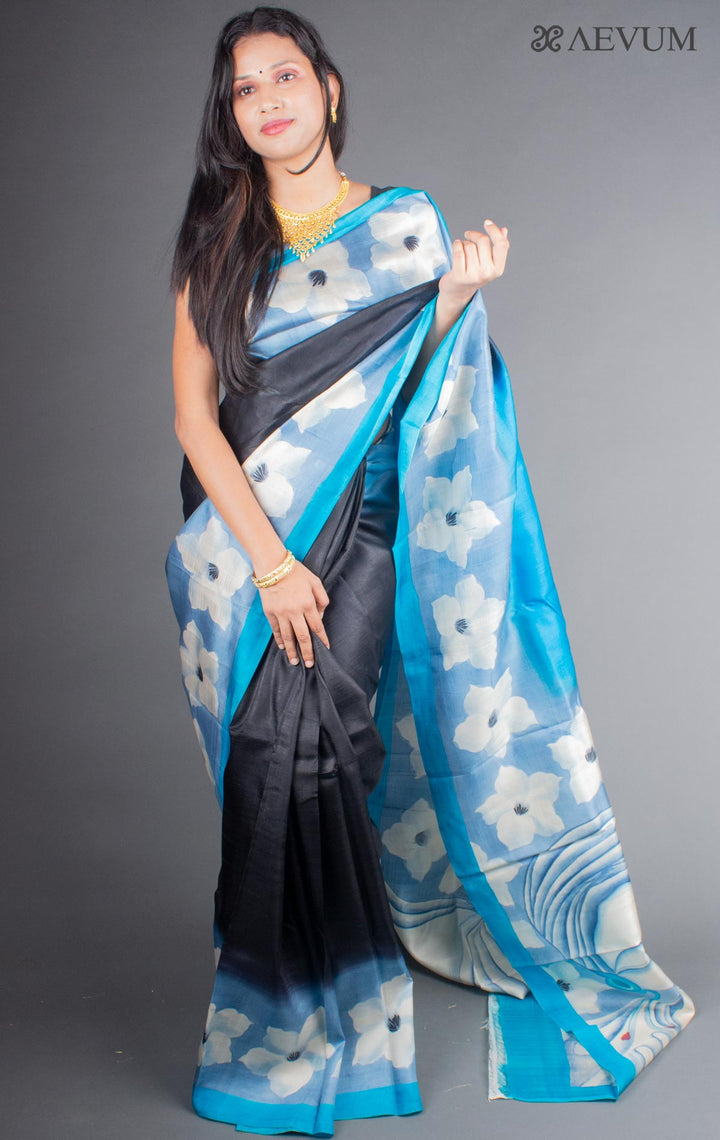 Murshidabad Hand Painted Pure 3 ply Silk Saree - 5800 - AEVUM