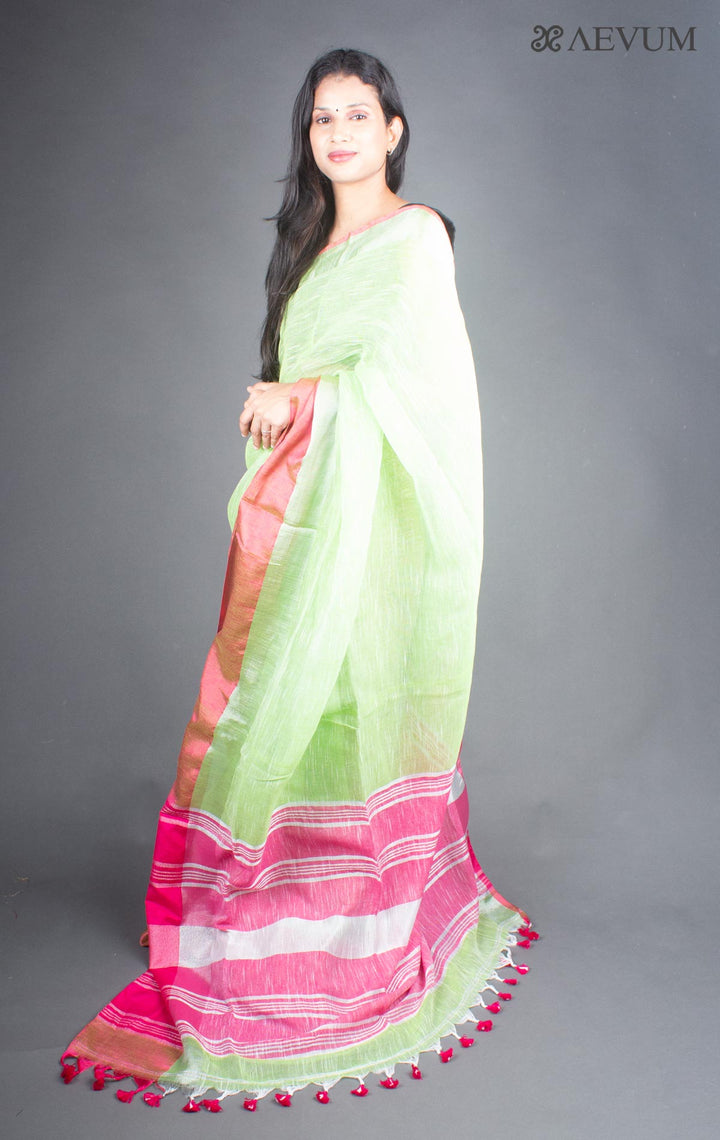 Pure Linen Mahapar Saree with Blouse Piece - 5928 Saree Riya's Collection   