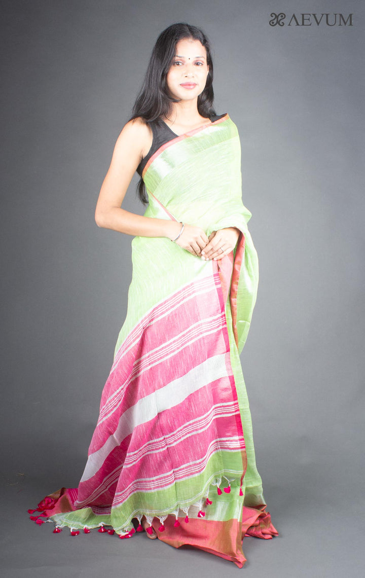 Pure Linen Mahapar Saree with Blouse Piece - 5928 Saree Riya's Collection   