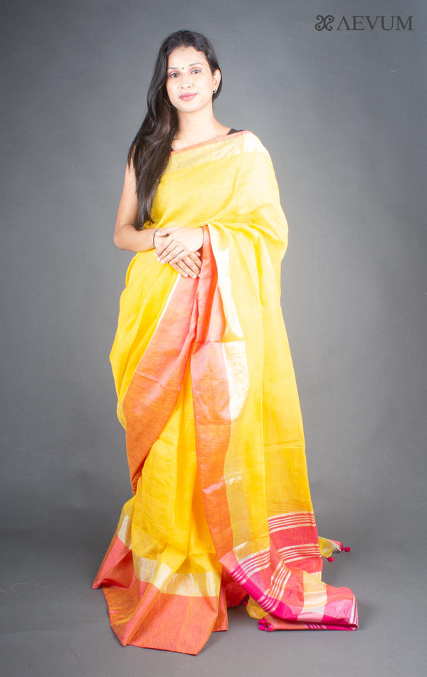 Pure Linen Mahapar Saree with Blouse Piece - 5929 Saree Riya's Collection   