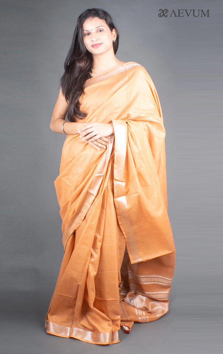 Semi Linen Saree With Blouse Piece - 5930 - AEVUM