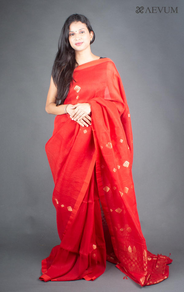 Organic Linen handloom Saree with blouse piece - 5932 Saree AEVUM   