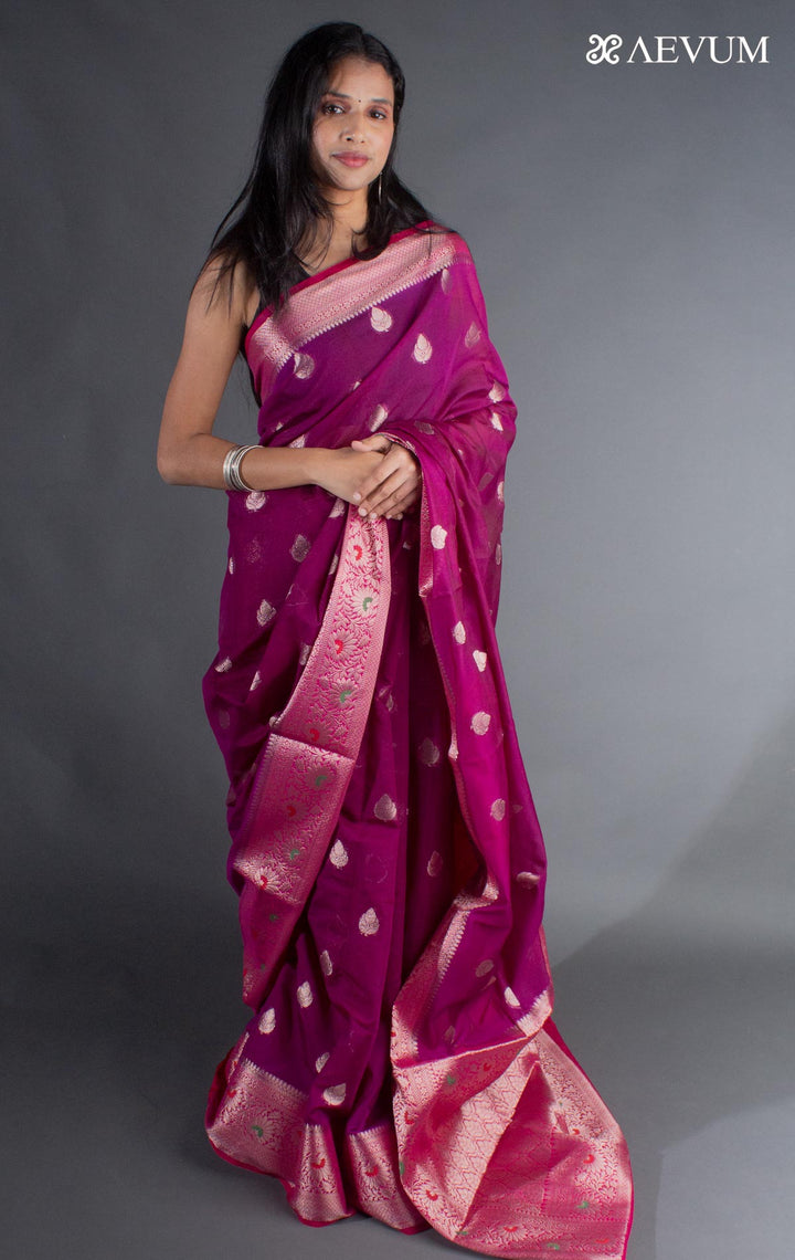 Semi Georgette Soft Banarasi Silk Saree - 8066 - AEVUM