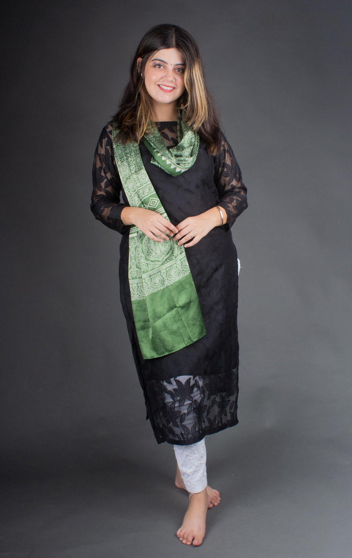 Ajrakh Print Mashru Silk Stole - 6362 - AEVUM