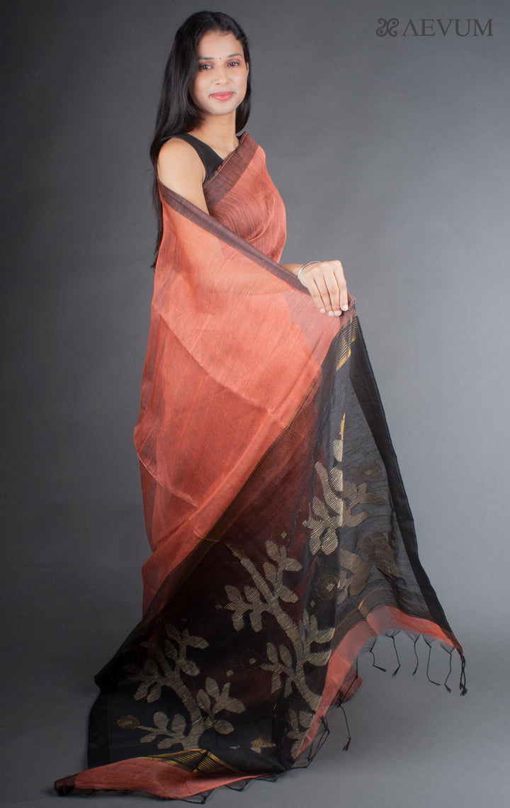 Silk Linen Saree with Blouse piece - 6425 Saree Rana Das   