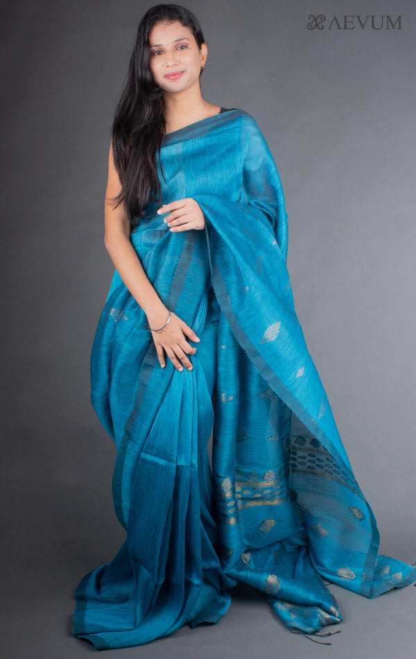 Organic Linen handloom Saree with Blouse Piece - 6427 Saree Riya's Collection   