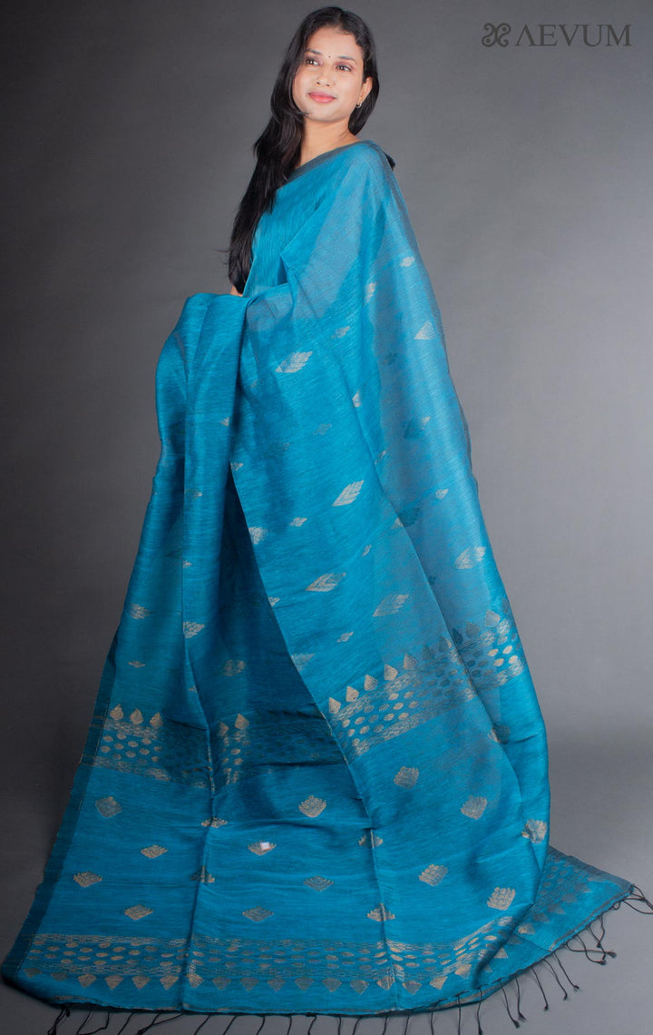 Organic Linen handloom Saree with Blouse Piece - 6427 - AEVUM
