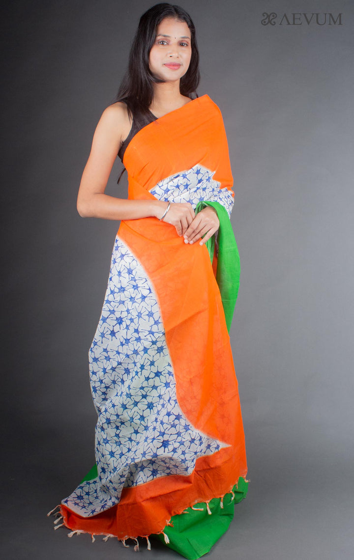 Bengal Cotton Block Printed Saree without Blouse Piece - 6444 Saree AEVUM 2   