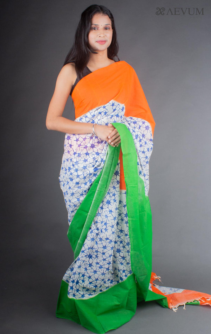 Bengal Cotton Block Printed Saree without Blouse Piece - 6444 Saree AEVUM 2   