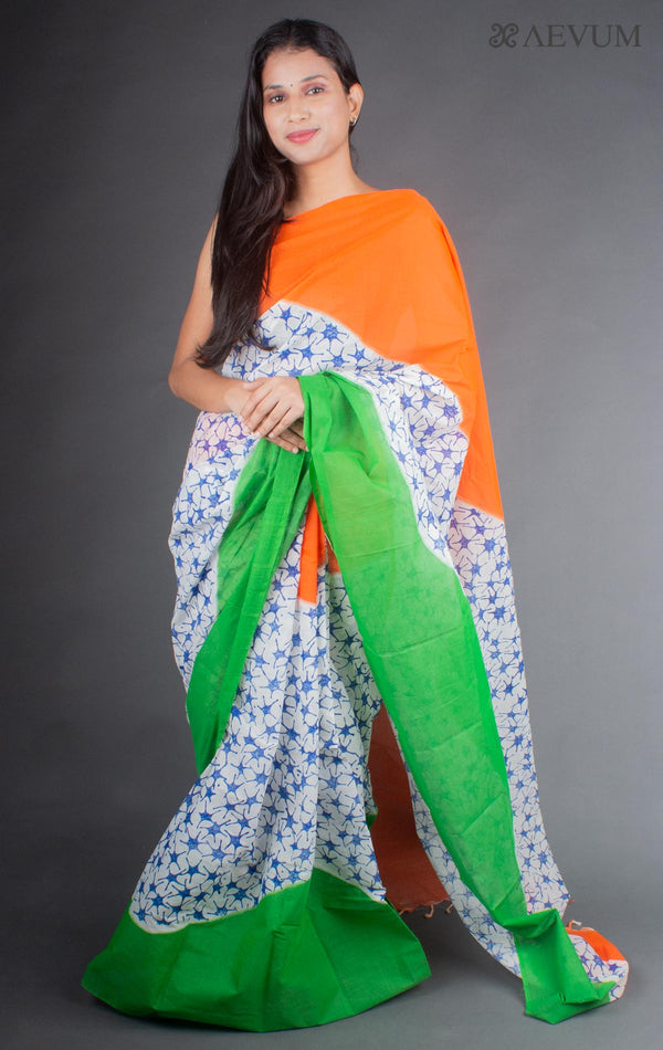 Bengal Cotton Block Printed Saree without Blouse Piece - 6444 Saree AEVUM 2   