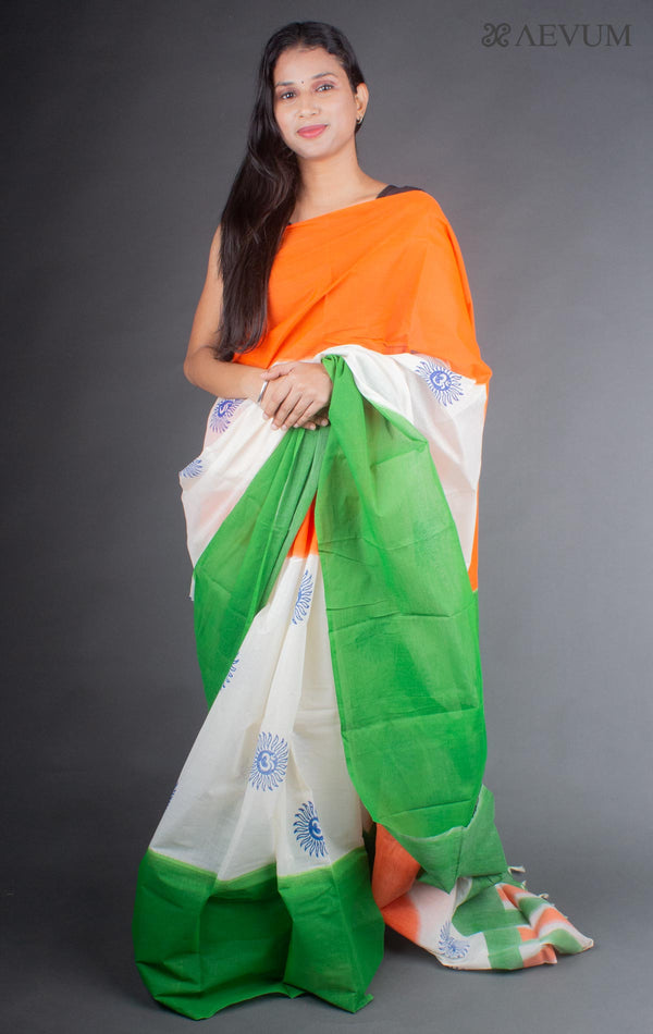Bengal Cotton Block Printed Saree without Blouse Piece - 6447 - AEVUM